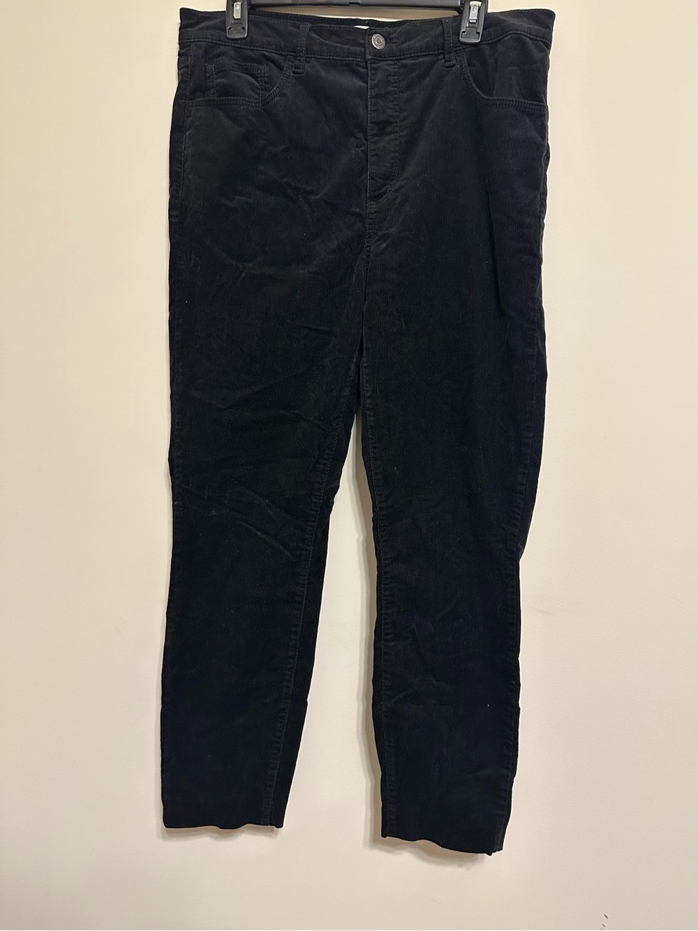 Loft Women’s Black Corduroy Pants - Classic Straight Fit Sz 12 (large)